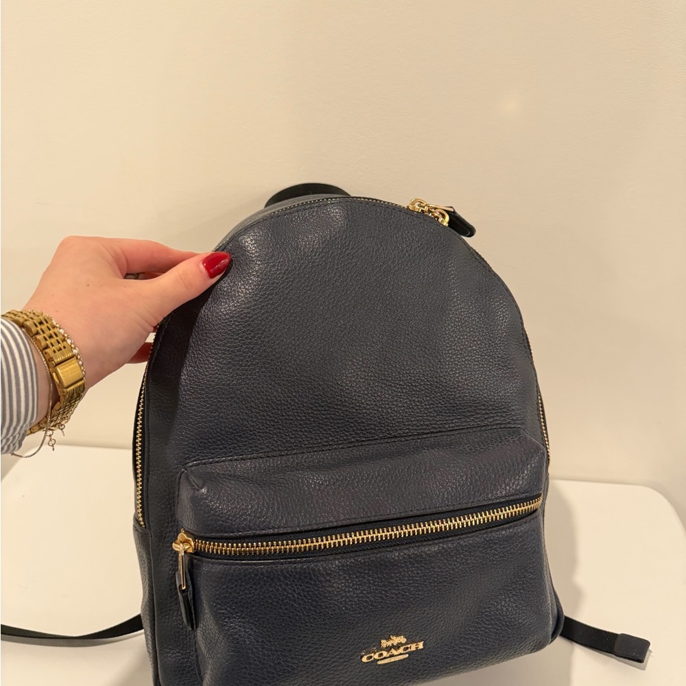 Coach Charlie Navy Leather Backpack